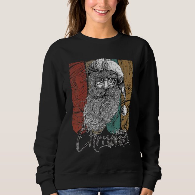 Vintage Hipster Santa Claus Xmas Sweatshirt (Vorderseite)