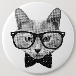 Vintage Hipsterkatze Button