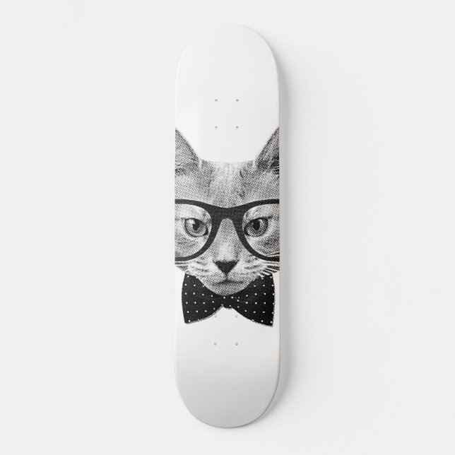 Vintage Hipsterkatze Skateboard (Vorderseite)