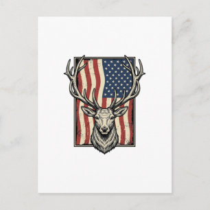 Vintage-Hirsch-Amerikanische-Flagge-Jagd-Shirt-Des Postkarte