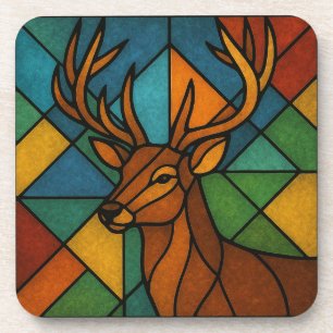Vintage-Hirsch im Tiffany-Stil Buntglas-Design Getränkeuntersetzer