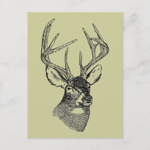Vintage-Hirsch-Kunstgrafik Postkarte