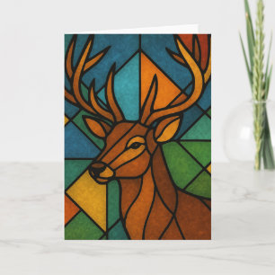 Vintage-Hirsch-Tiffany-Stil-Buntglas-Kunst Karte