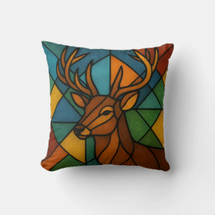 Vintage-Hirsch-Tiffany-Stil-Buntglas-Kunst Kissen