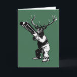 Vintage Hirschjagd Feiertagskarte<br><div class="desc">Vintage Hirschjagdgeschenke.  Ein Hirschjäger mit einer lustigen Drehung.</div>