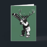 Vintage Hirschjagd Feiertagskarte<br><div class="desc">Vintage Hirschjagdgeschenke.  Ein Hirschjäger mit einer lustigen Drehung.</div>