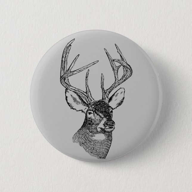 Vintage-Hirschkunst-Grafik Button (Vorderseite)