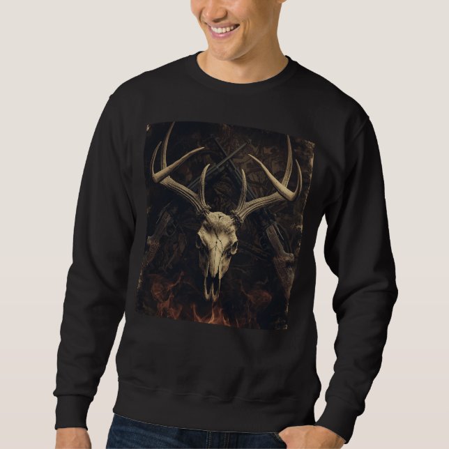 Vintage-Hirschschädel-Tarnung-Jagd Sweatshirt (Vorderseite)