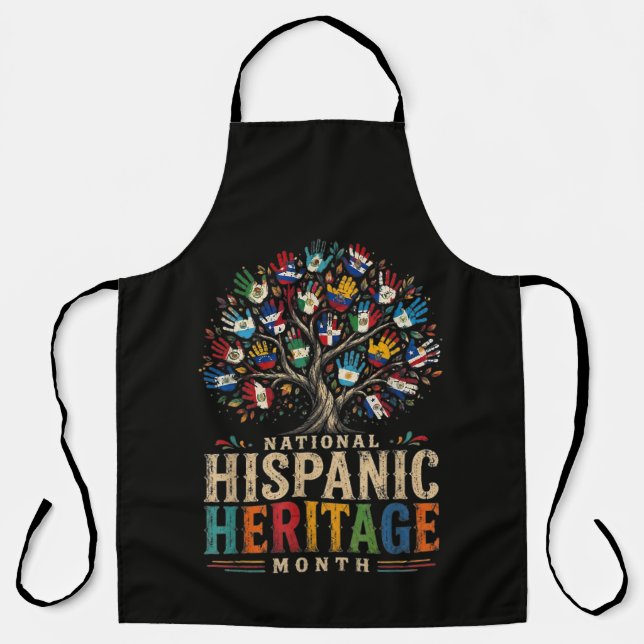 Vintage Hispanic Heritage Month Tree of Unity Schürze (Vorderseite)