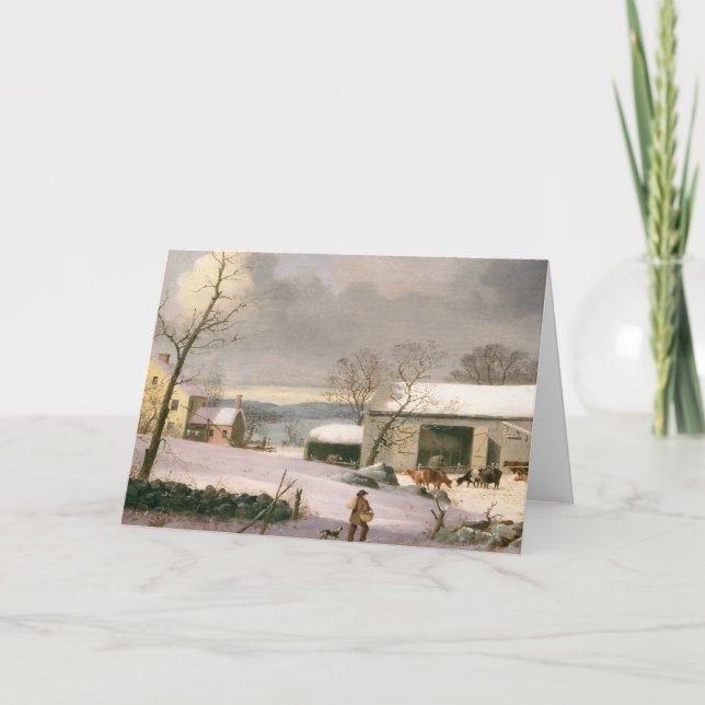 Vintage hiver Barnyard Noël Cartes (Devant)