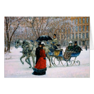 Vintage hiver Parisien Scène Cartes de Noël