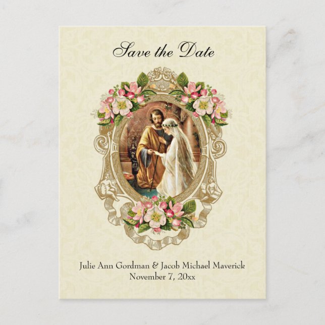 Vintage Hochzeit Ankündigungspostkarte (Vorderseite)