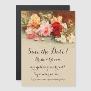 Vintage Hochzeit, antike Rose Blume Stillleben Magneteinladung