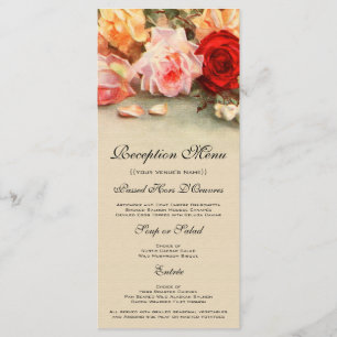 Vintage Hochzeit, antike Rose Blume Stillleben Menükarte