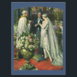 Vintage Hochzeit, Braut und Bräutigam mit Menorah Einladung<br><div class="desc">Vintage Illustration Liebe und romanische Hochzeitszeremonie mit einem Ehepaar,  das in einer schönen Synagoge mit Buntglasfenstern,  Blume und einer sieben Zweigstellen-Menorah heiraten wird. Die Braut trägt ein langes weißes Hochzeitskleid und der Bräutigam ist gut aussehend in seinem Smoking.</div>