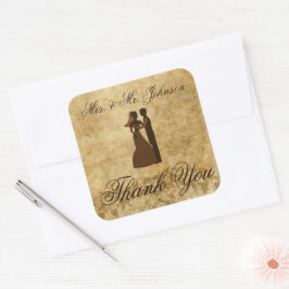 Vintage Hochzeit Bride Groom Vielen Dank Quadratischer Aufkleber