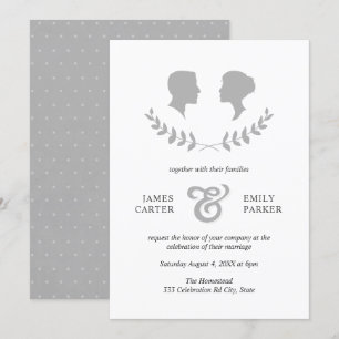 Vintage Hochzeit der Grauen Laurel Bride Groom Sil Einladung