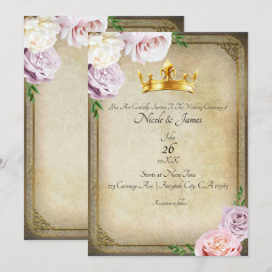 Vintage Hochzeit der königlichen Goldkrone Einladung