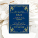 Vintage Hochzeit der Marine und der Golden Art Dec Einladung<br><div class="desc">Elegante und glamouröse Art Deko Hochzeitseinladungen inspiriert durch verzierten Vintagen Gatsby Stil und den rauschenden 20er Jahren. Das Kartendesign zeichnet sich durch ein marineblau-goldenes Farbschema,  verzierte Zierrahmen und -muster und eine stilvolle Typografie aus,  die völlig personalisiert sein kann.</div>