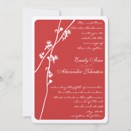 Vintage Hochzeit der Roten Wildblume Einladung