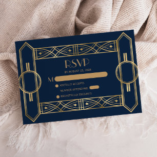 Vintage Hochzeit des Deko Navy Blue Gold RSVP aus  Begleitkarte