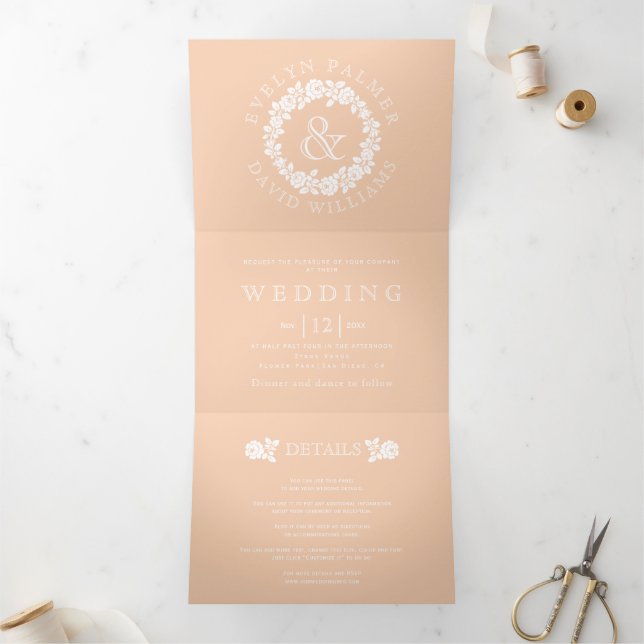Vintage Hochzeit Dreifach Gefaltete Einladung (Innenseite)