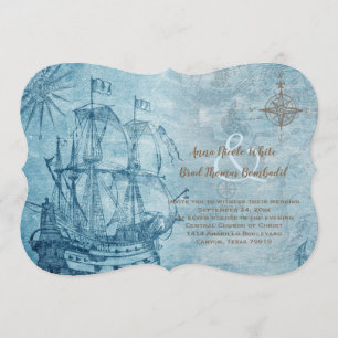 Vintage Hochzeit eines Schiffes Einladung