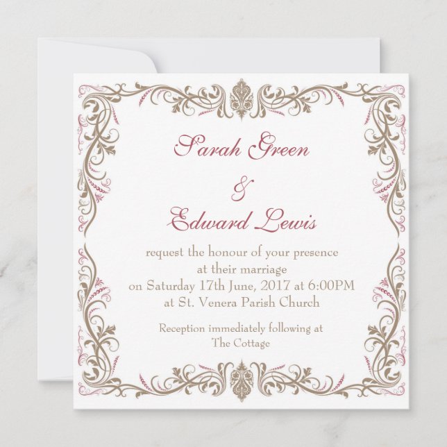 Vintage Hochzeit Einladung (Vorderseite)