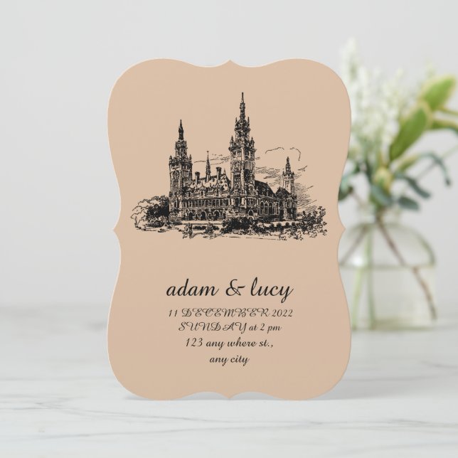 Vintage Hochzeit Einladung (Stehend Vorderseite)