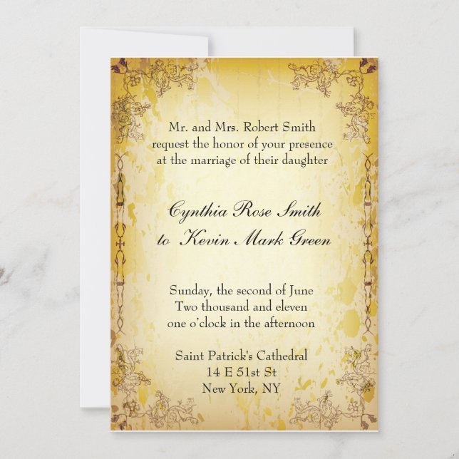 Vintage Hochzeit Einladung (Vorderseite)