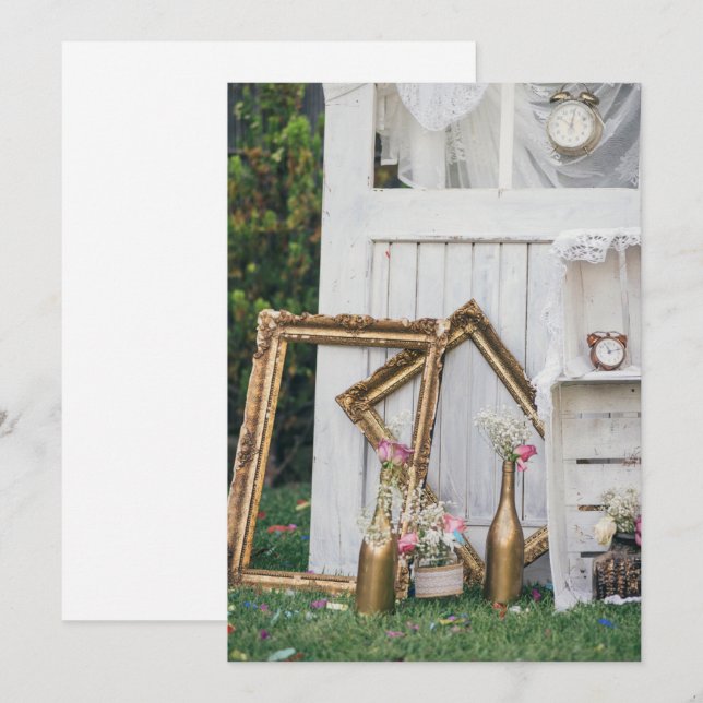 Vintage Hochzeit Einladung (Vorne/Hinten)