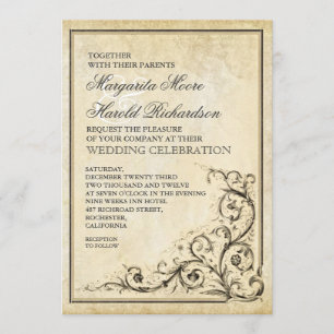 Vintage Hochzeit Einladung mit blühend Wirbel