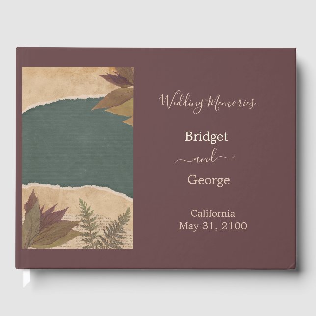 Vintage Hochzeit im boho-Stil Gästebuch (Vorderseite)