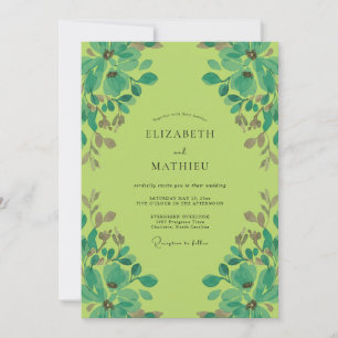 Vintage-Hochzeit im Chartreuse-Aqua-Blatt-Stil Einladung