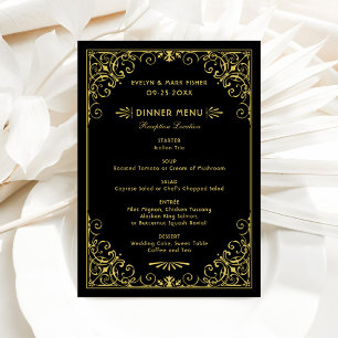 Vintage-Hochzeit im Stil des Art Deco in Schwarz u Menükarte