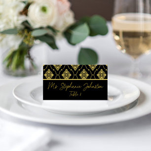 Vintage-Hochzeit im Stil von Schwarz und Gold Art Platzkarte