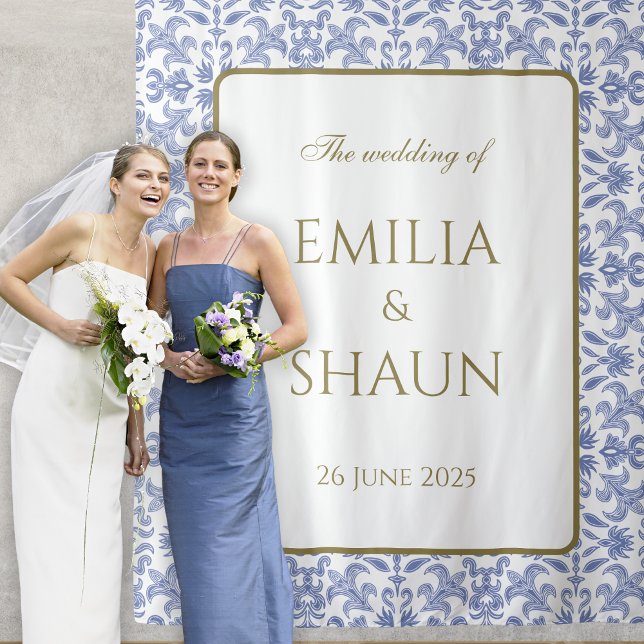 Vintage Hochzeit in Dusty Blue und White Wandteppich (Von Creator hochgeladen)