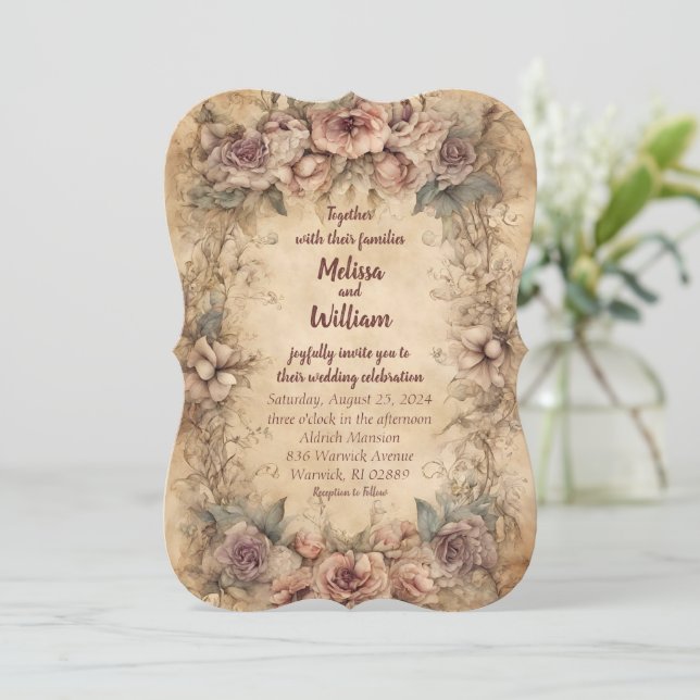 Vintage Hochzeit in Italien Einladung (Stehend Vorderseite)
