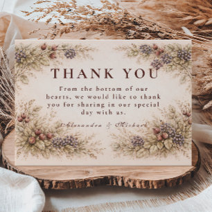 Vintage-Hochzeit mit Beeren-Botanik Dankeskarte