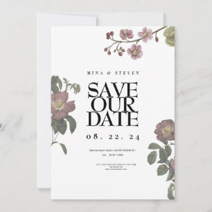 Vintage-Hochzeit mit Blumen  Save The Date