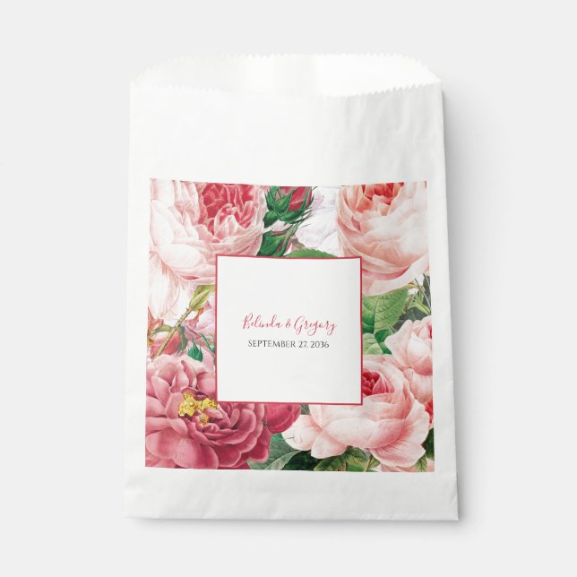 Vintage Hochzeit mit Blumen und Botanischem Rosen Geschenktütchen (Vorderseite)