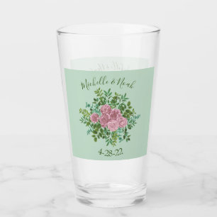 Vintage Hochzeit mit Blumenpastel Glas