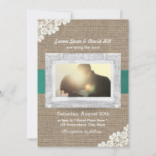 Vintage Hochzeit mit Burlap Foto Einladung