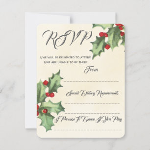 Vintage-Hochzeit mit Stechpalme RSVP Karte