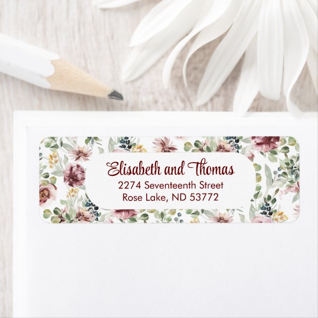 Vintage Hochzeit pastellfarbene Rose Rücksendeadre (Insitu)