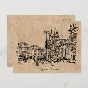 Vintage Hochzeit Postkarte