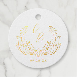 Vintage Hochzeitmonografie Geblüht Geschenkanhänger