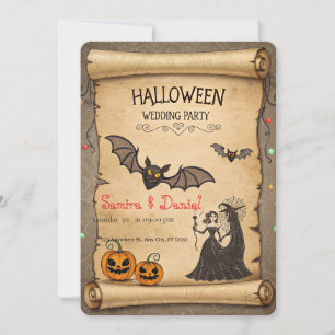 Vintage-Hochzeits-Einladung zu Halloween in Schrif Einladung
