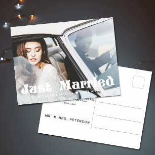Vintage Hochzeits-Elopement Minimal-Typografie 70e Postkarte