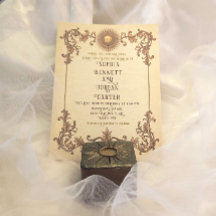 Vintage Hochzeitseinladung mit Sonnendesign